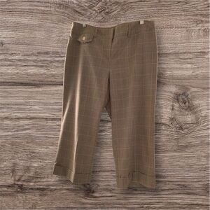 Cropped Plaid Dress Pants in Light Brown S/12